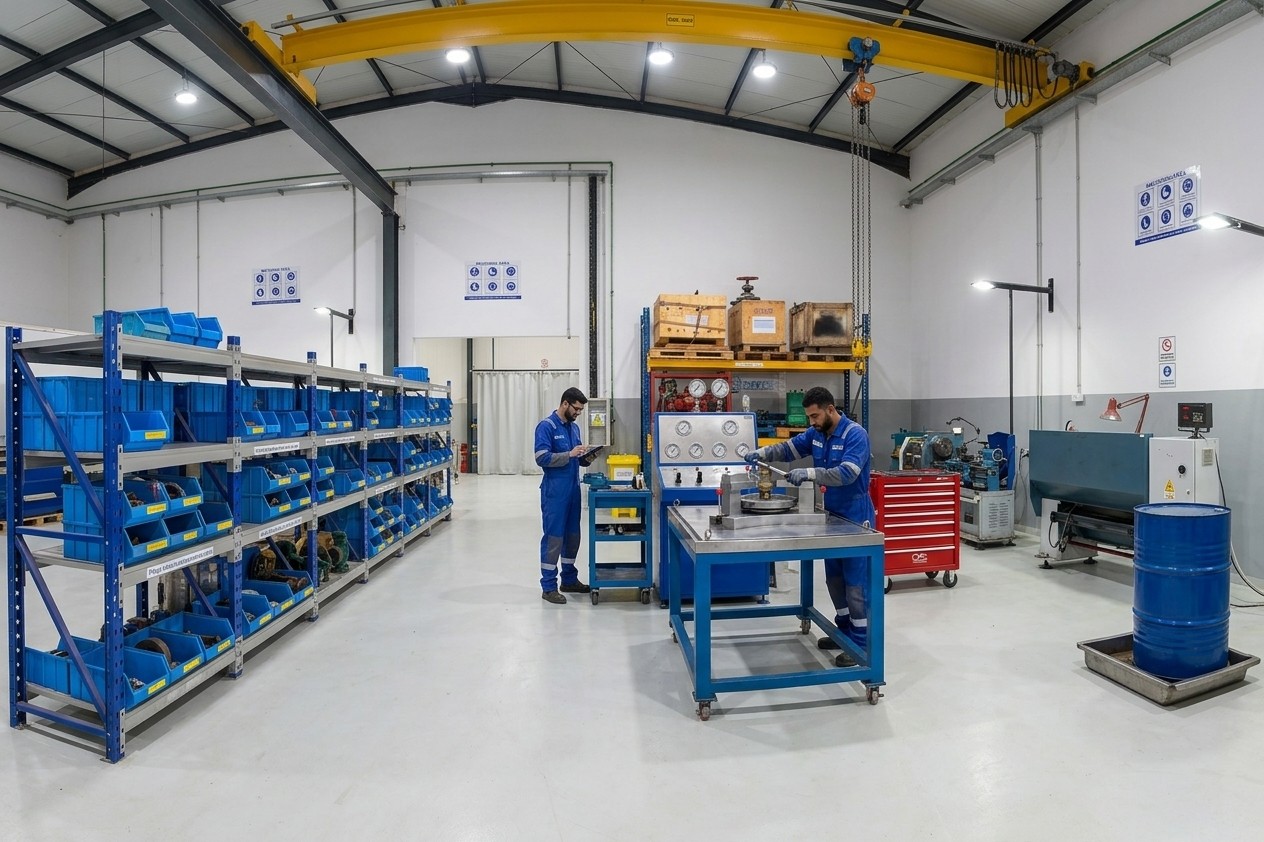 M Expert Engineering workshop — valve testing and repair facility in Sfax, Tunisia